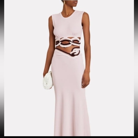 Christopher Esber Chain-linked Rib Knit Crop Top In Blush - Picture 2 of 9